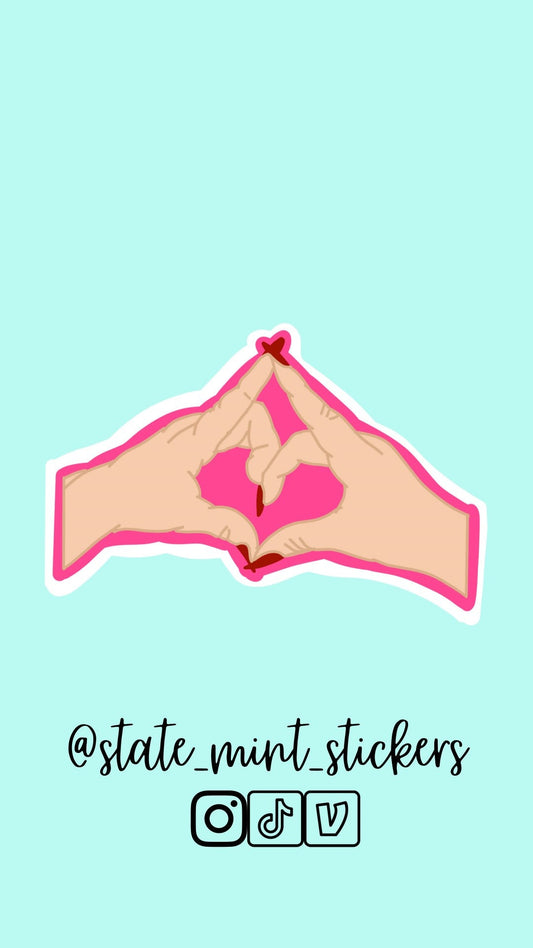 Alpha Omicron Pi Sorority Pink Hand Sign Sticker / Decal | 3.5” Wide  / Decal |  for Car, Laptop, Mug, Cup, Cooler, Planner