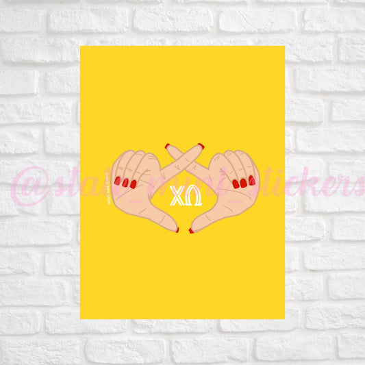 Chi Omega Sorority Gallery Wall Art | Hand Sign | DIGITAL DOWNLOAD | Download and print at home