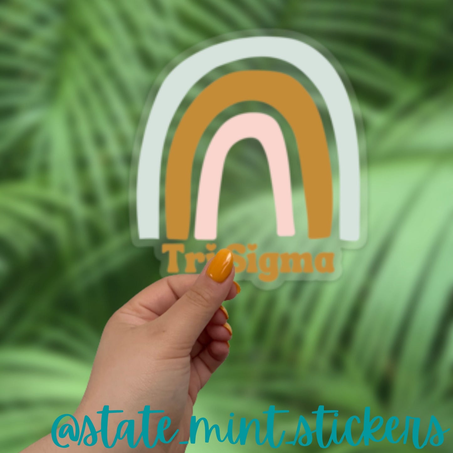 Tri Sigma Sticker | Clear Pastel Rainbow Sorority Sticker