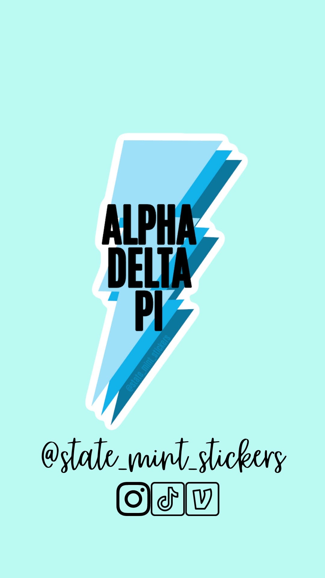 Alpha Delta Pi Sticker | Blue Lightning Bolt ADPi Sorority Sticker