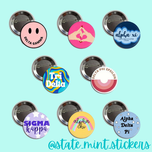 Zeta Tau Alpha Buttons | Custom Sorority Buttons / Pins Bid Day Bulk Orders / Big Little / New Member Basket