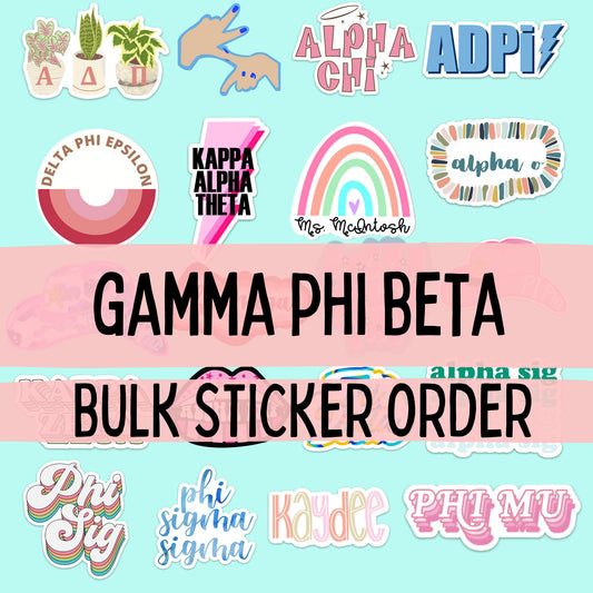 Gamma Phi Beta Stickers | Sorority Stickers Bulk Order | PERFECT for BID DAY! Group / Bulk / Chapter Sticker Order