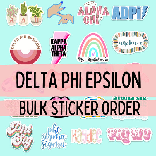 Delta Phi Epsilon Stickers | Sorority Stickers Bulk Order | PERFECT for BID DAY! Group / Bulk / Chapter Sticker Order