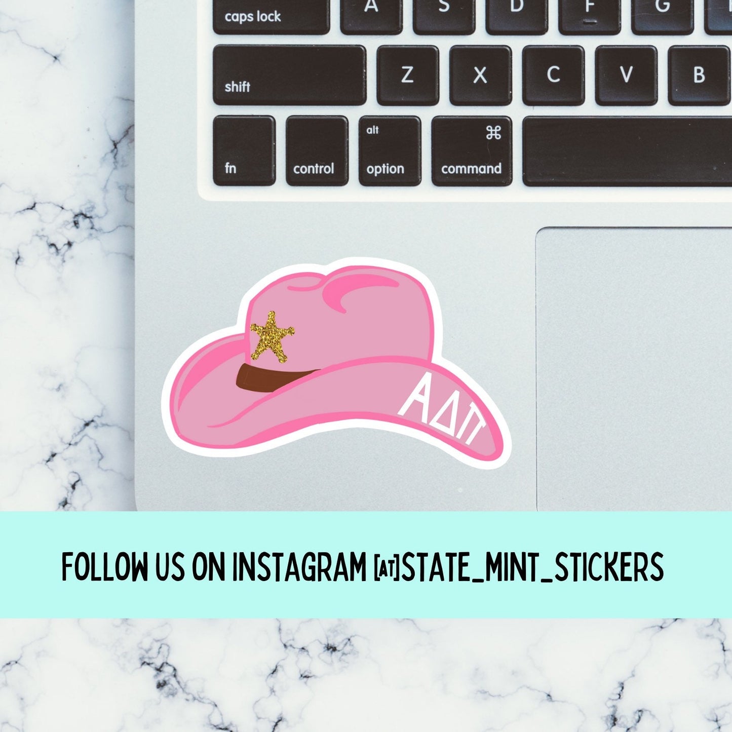 Alpha Delta Pi Sticker | 3.5” | ADPi sticker, cowgirl hat sticker, adpi cowgirl hat, adpi cowboy hat