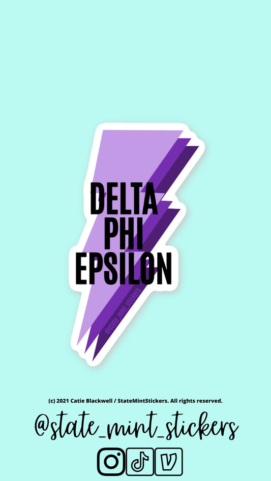 Delta Phi Epsilon Sticker / Decal Lightning Bolt |  for Car, Laptop, Mug, Cup, Cooler, Planner