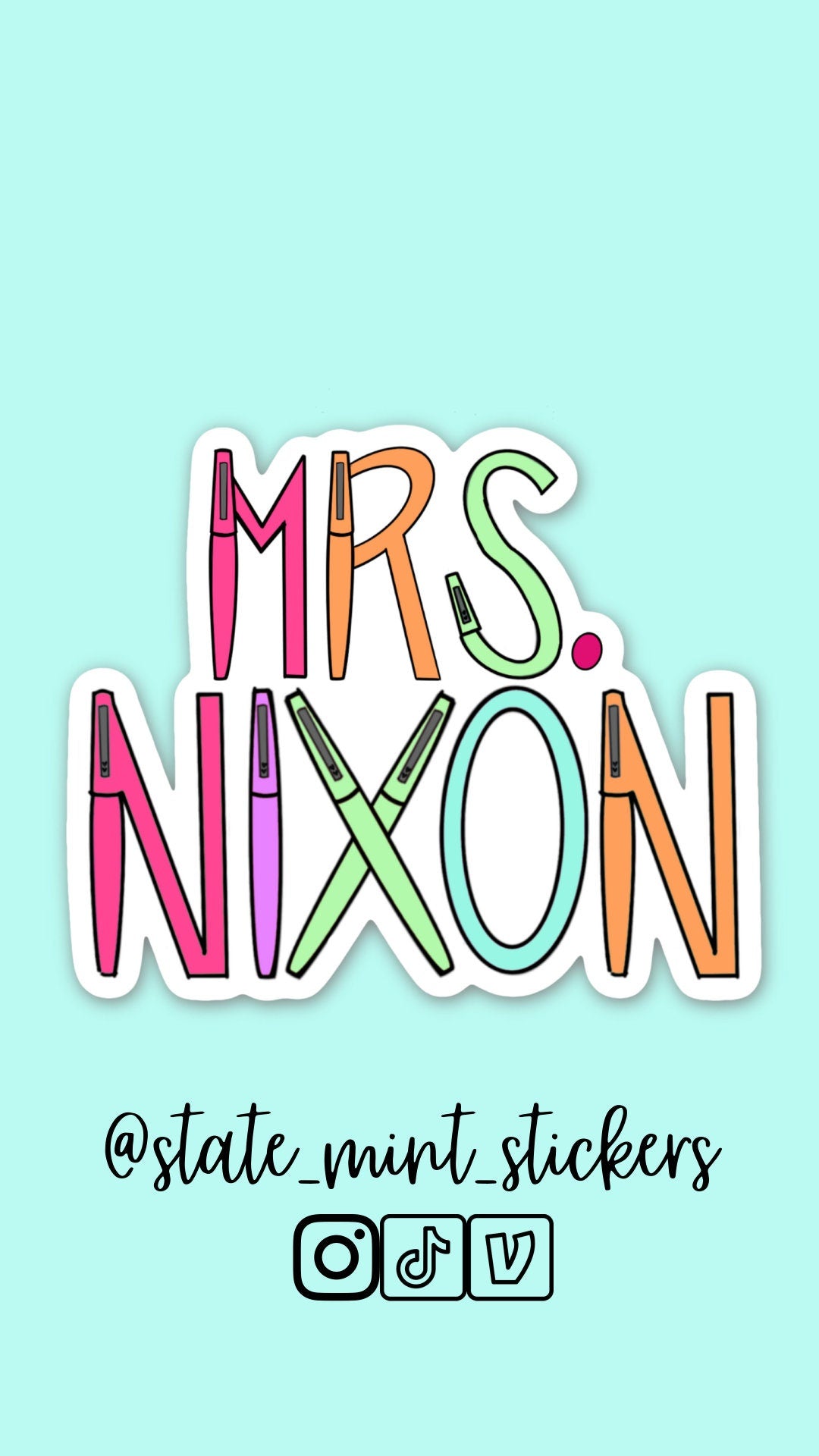 Custom Name Sticker for Teacher | Classroom Labels | Flair Pen | Waterproof for Car, Laptop, Water Bottle, Cooler | Teacher Sticker