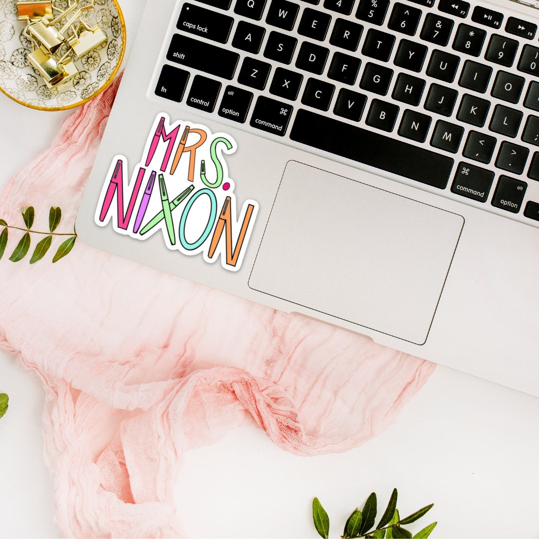 Custom Name Sticker for Teacher | Classroom Labels | Flair Pen | Waterproof for Car, Laptop, Water Bottle, Cooler | Teacher Sticker
