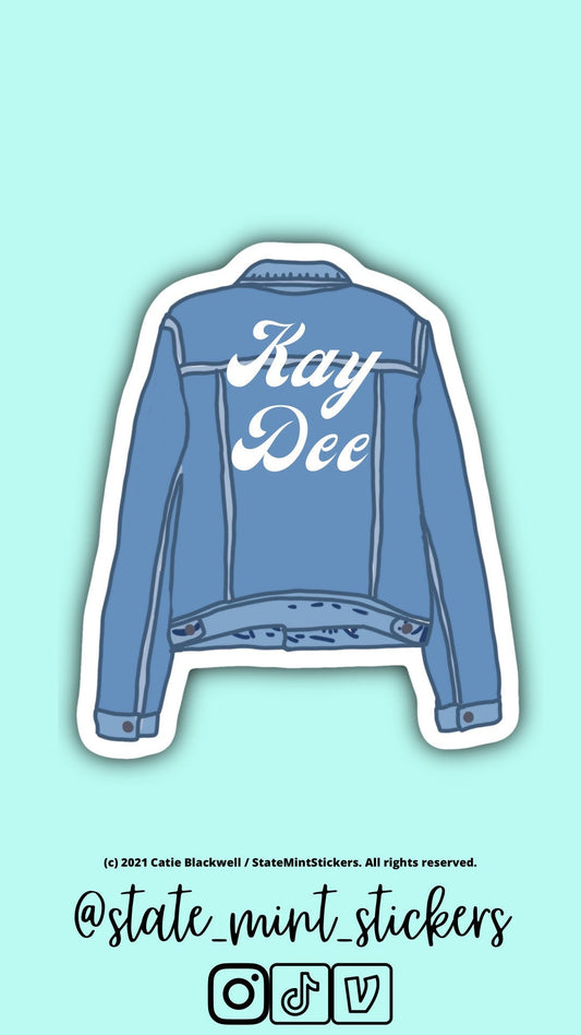 Kappa Delta Sticker | Kay Dee Sorority Blue Jean Jacket / Denim Sticker / Decal for Car, Laptop, Water Bottle, Mug and More
