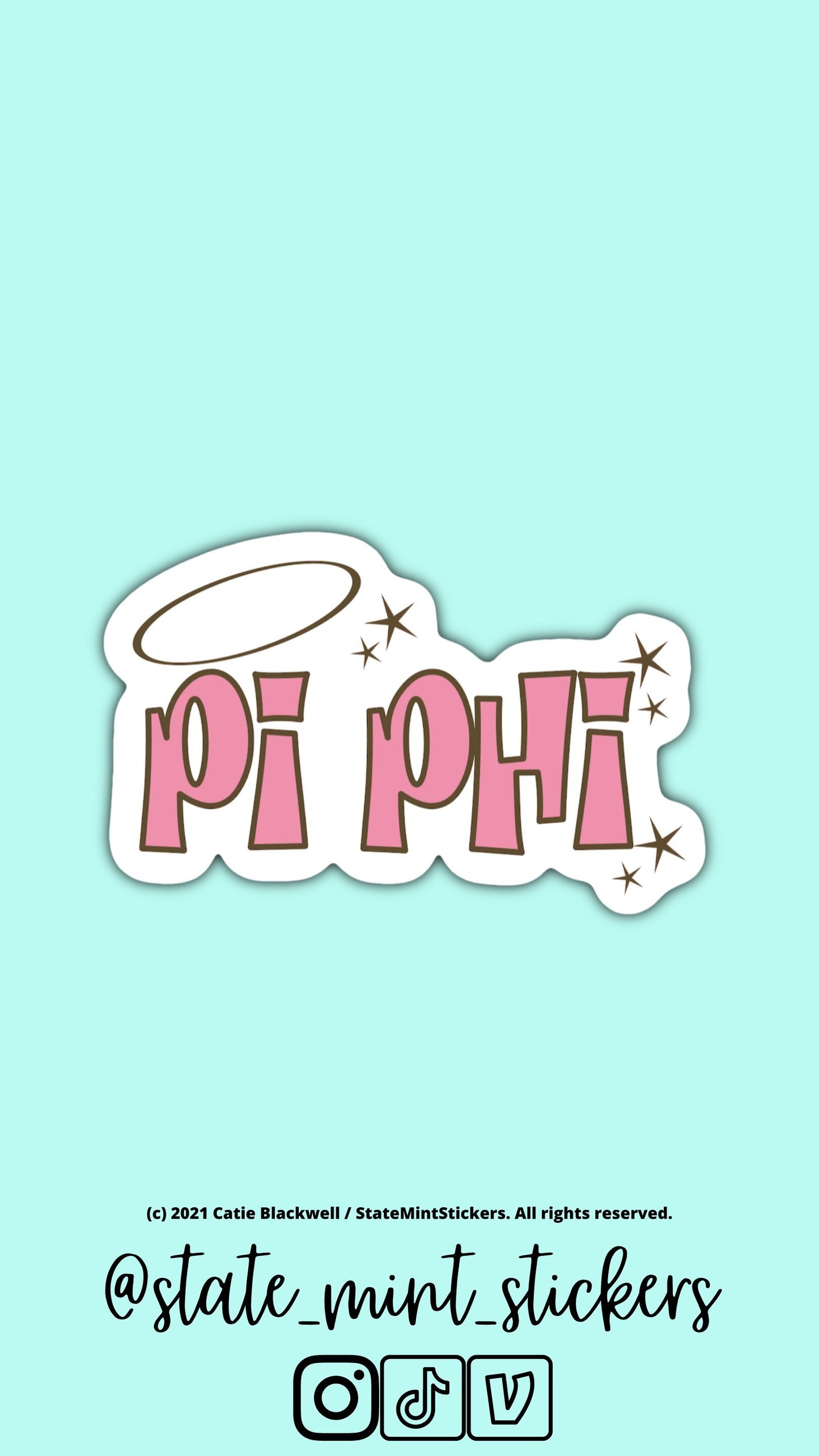 Pi Beta Phi Sticker “Pi Phi" Sorority Pink Halo |  Car, Laptop, Mug, Cup, Cooler, Planner | big little, bid day
