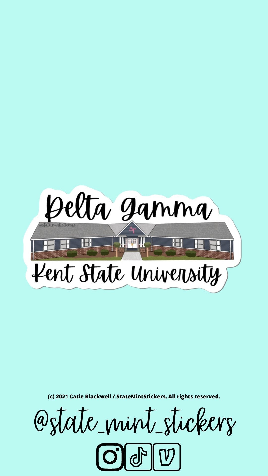 Delta Gamma Kent State Custom Sorority House Sticker | 4” Wide | Delta Gamma Sticker | Delta Gamma Sorority House