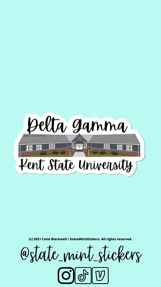 Delta Gamma Kent State Custom Sorority House Sticker | 4” Wide | Delta Gamma Sticker | Delta Gamma Sorority House