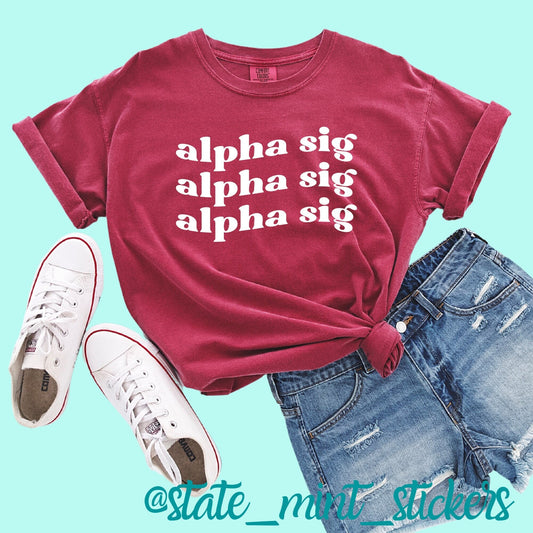 Alpha Sigma Alpha | Comfort Colors Short Sleeve Tee T-Shirt  | alpha sig tee, asa tshirt, big little reveal, bid day basket, sorority shirt