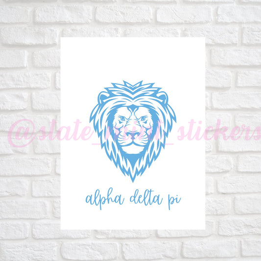 Alpha Delta Pi ADPi Sorority Gallery Wall Art | Blue Lion Mascot Print | DIGITAL DOWNLOAD | Download and print at home