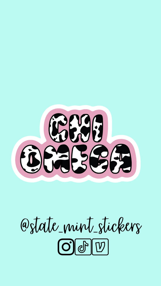 Chi Omega Sticker | Sorority Sticker | Cowgirl Cow Print