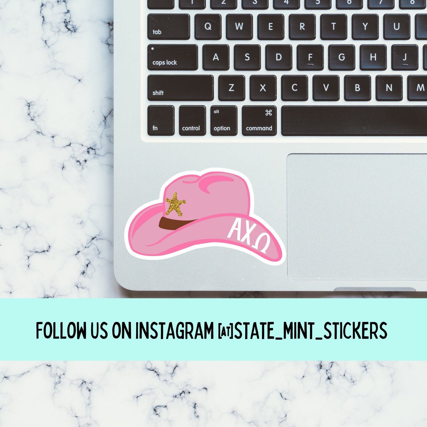 Alpha Chi Omega Sticker Pink Cowgirl Hat / Cowboy Hat | use on car, laptop, water bottle, dishwasher safe, big little reveal gift