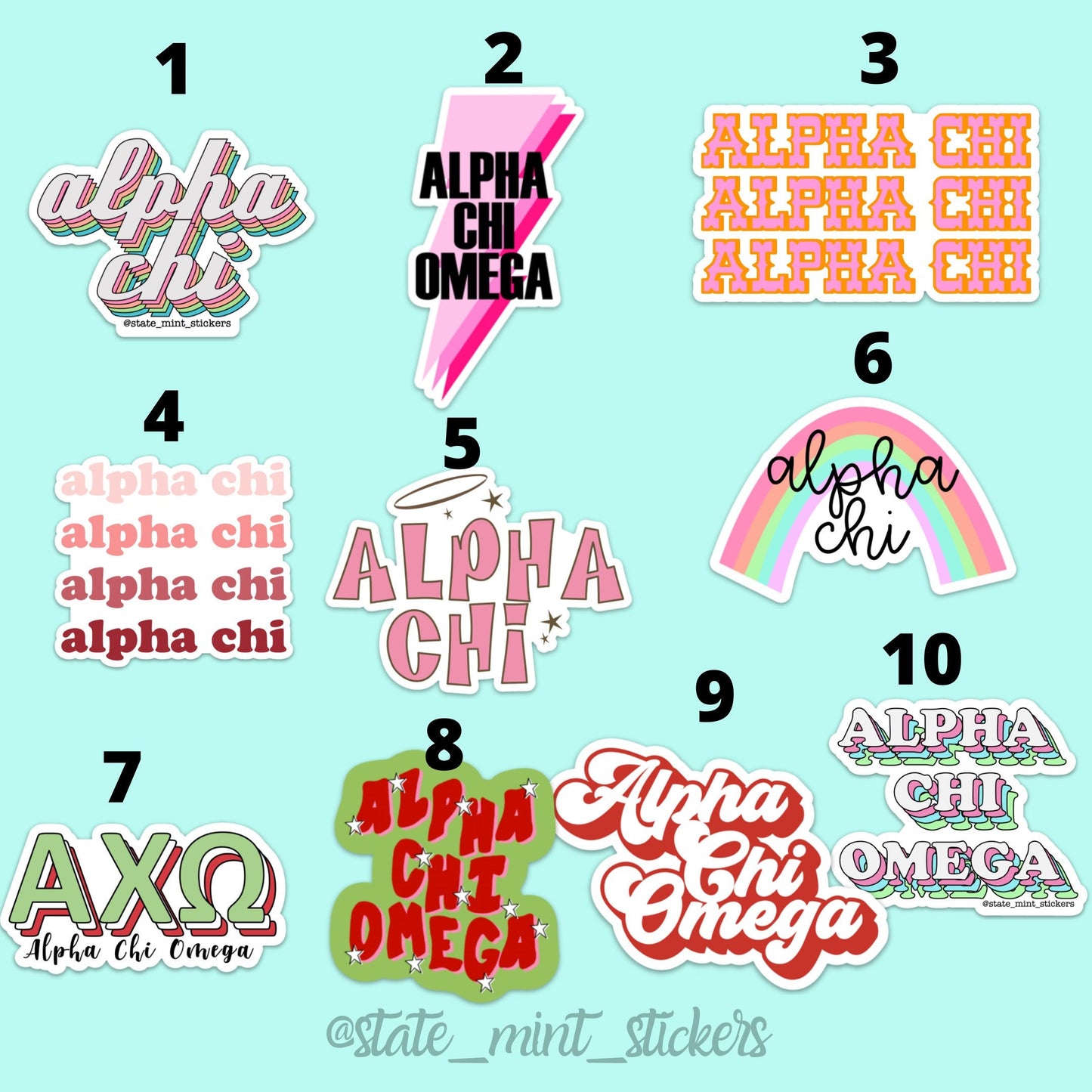 Alpha Chi Omega Sorority Sticker Pack | perfect for bid day, big little, custom order, axo laptop sticker, axo big little, alpha chi