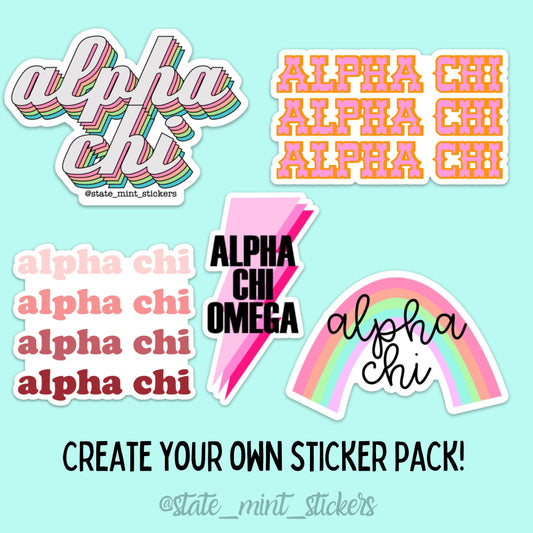 Alpha Chi Omega Sorority Sticker Pack | perfect for bid day, big little, custom order, axo laptop sticker, axo big little, alpha chi