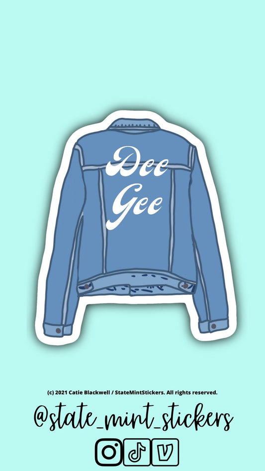 Delta Gamma Sticker DEE GEE | Denim Blue Jean Jacket Sticker / Decal | 3.5", laptop sticker, car decal, little reveal, bid day basket, bulk