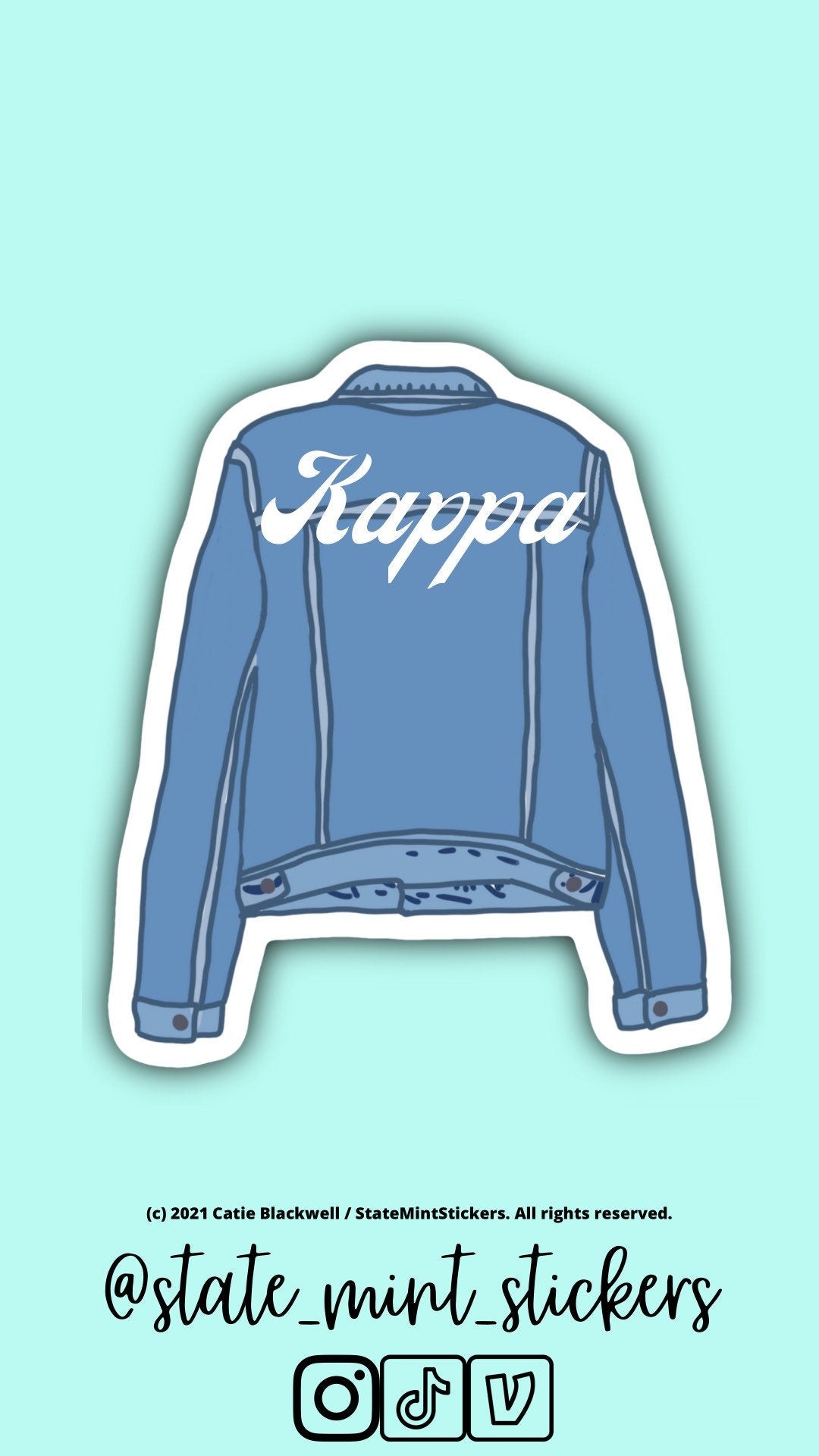 Kappa Kappa Gamma Sorority Blue Jean Jacket Decal / Sticker | 3.5” car, laptop, water bottle, window, computer, yeti, mug, little, bid day