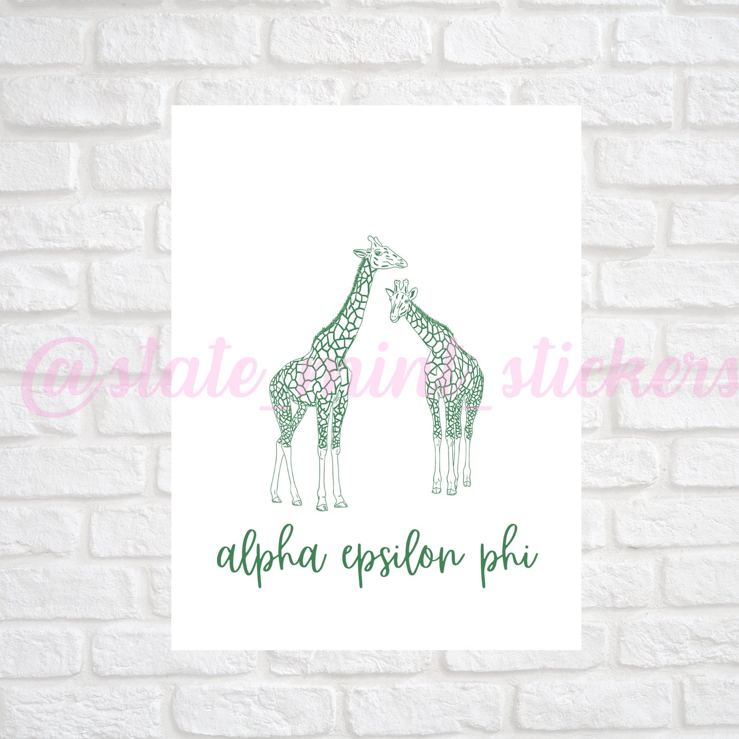 Alpha Epsilon Phi Sorority Gallery Wall Art | Green Giraffe AEPhi Mascot Print | DIGITAL DOWNLOAD | Download and print at home