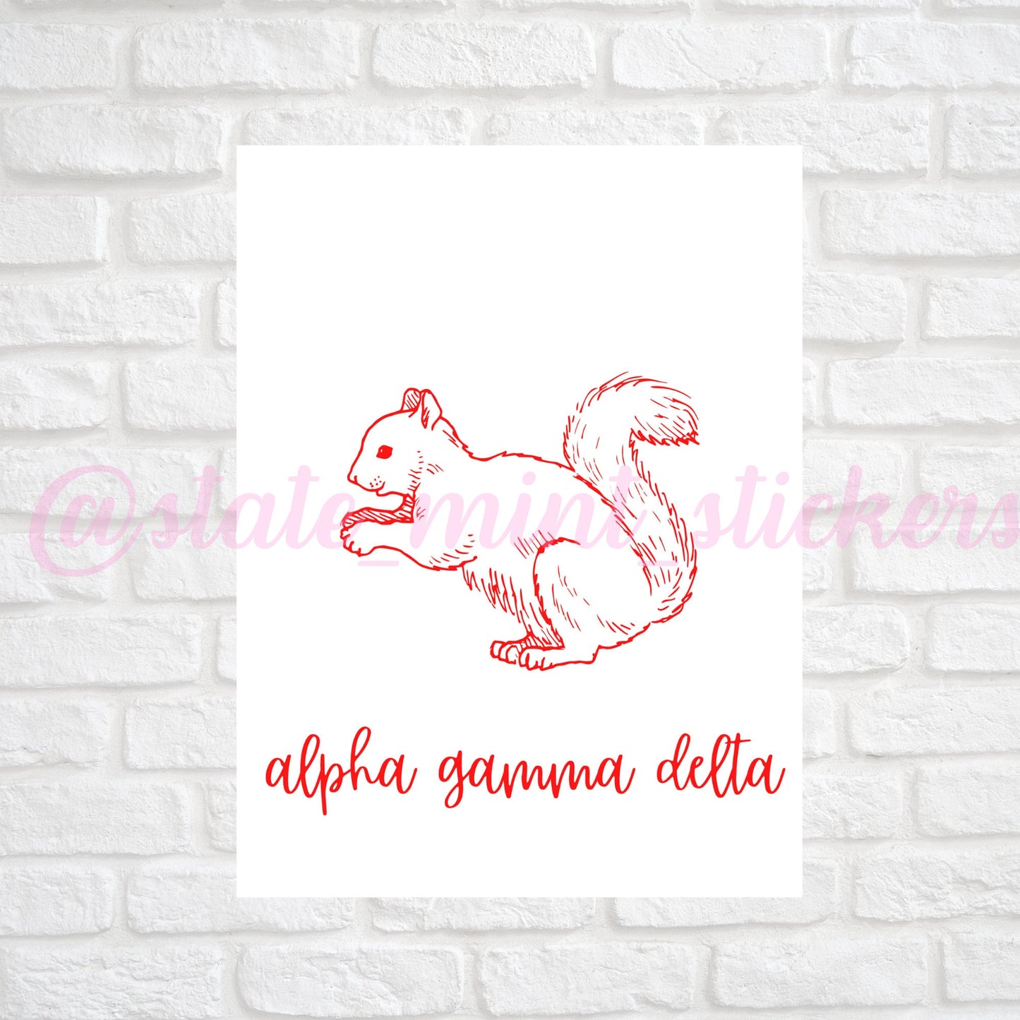 Alpha Gamma Delta AGD Sorority Gallery Wall Art | Red Squirrel Mascot Print | DIGITAL DOWNLOAD | Download and print at home
