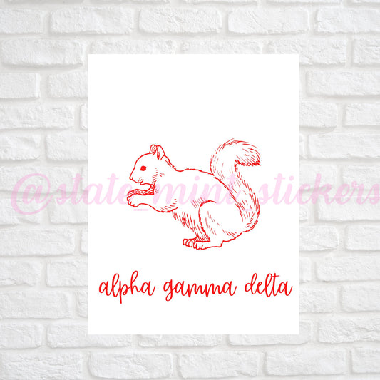 Alpha Gamma Delta AGD Sorority Gallery Wall Art | Red Squirrel Mascot Print | DIGITAL DOWNLOAD | Download and print at home