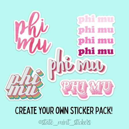 Phi Mu Sorority Sticker Pack | perfect for bid day, big little, custom order, phi mu laptop sticker, phi mu big little, phi mu fraternity