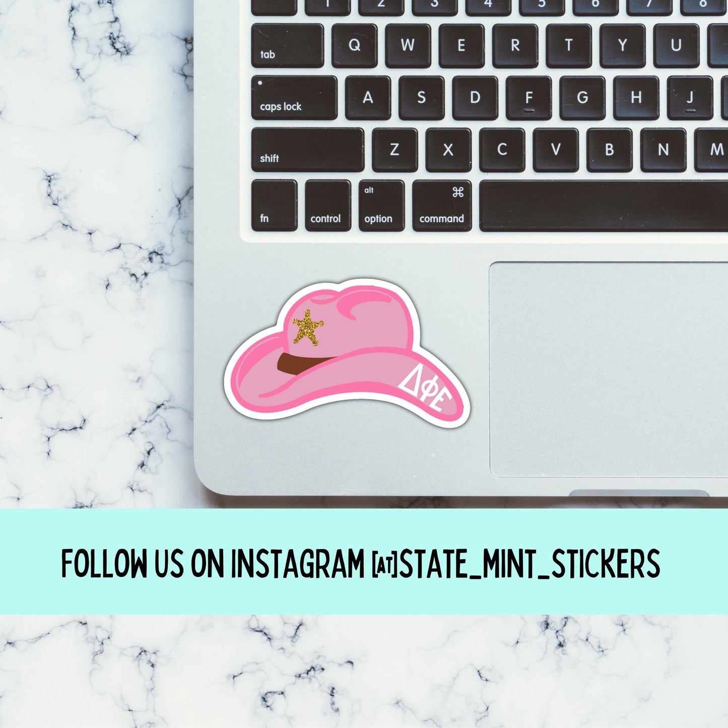 Delta Phi Epsilon Sticker | DPhiE Pink Cowgirl Hat | big little gift, sorority sticker, DPhiE sticker, bid day basket, DPhiE sorority