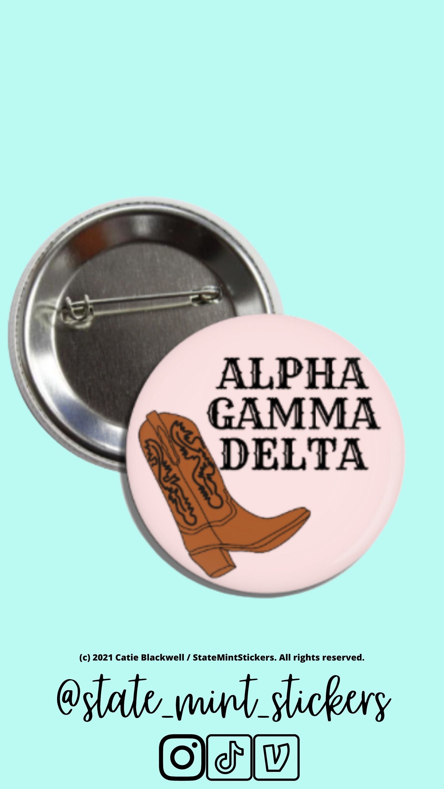 Alpha Gamma Delta Button | Sorority Cowgirl Buttons | Sorority Buttons | Gameday Pins | Sorority Pins | Custom Sorority Buttons
