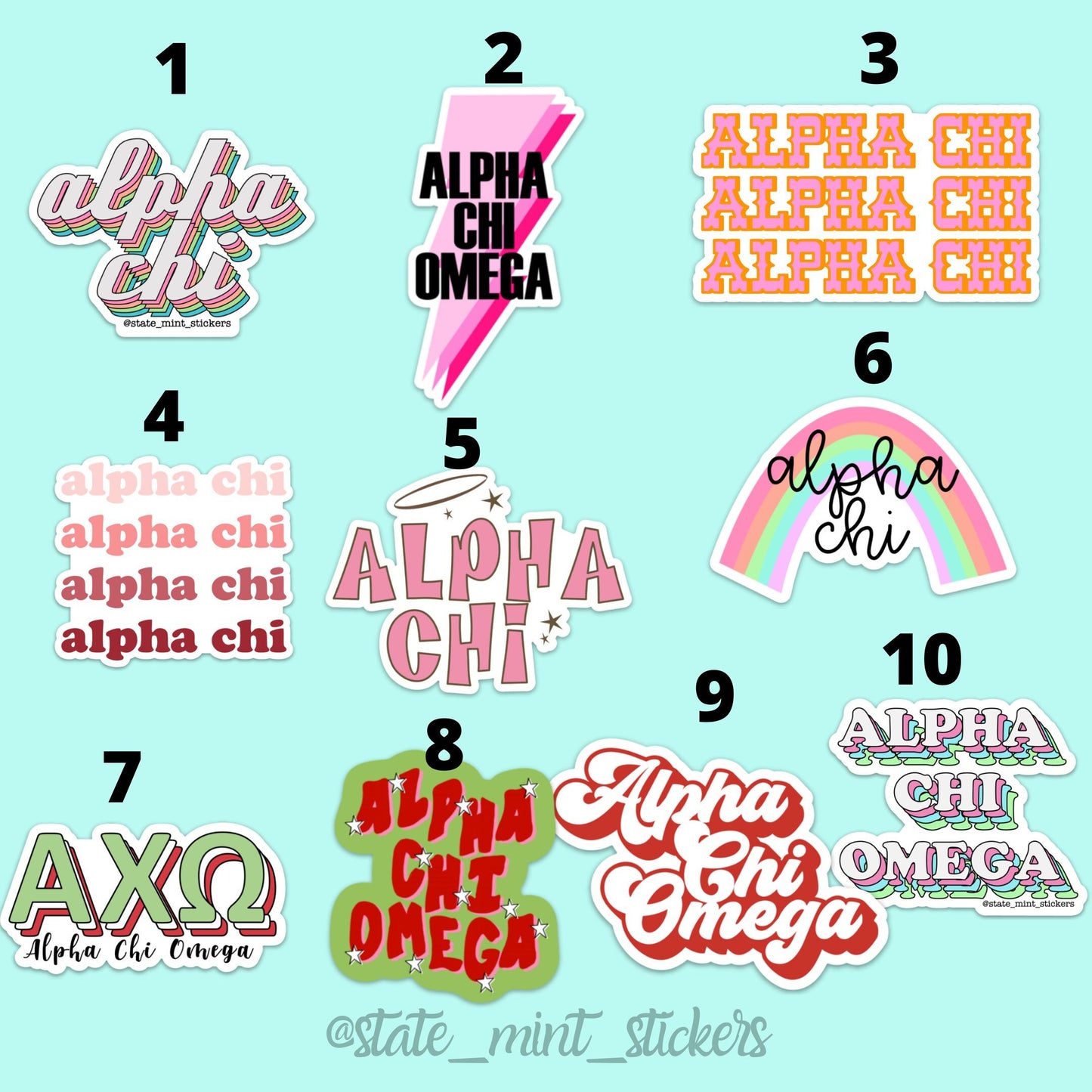 Alpha Chi Omega Sorority Sticker Pack | perfect for bid day, big little, custom order, axo laptop sticker, axo big little, alpha chi