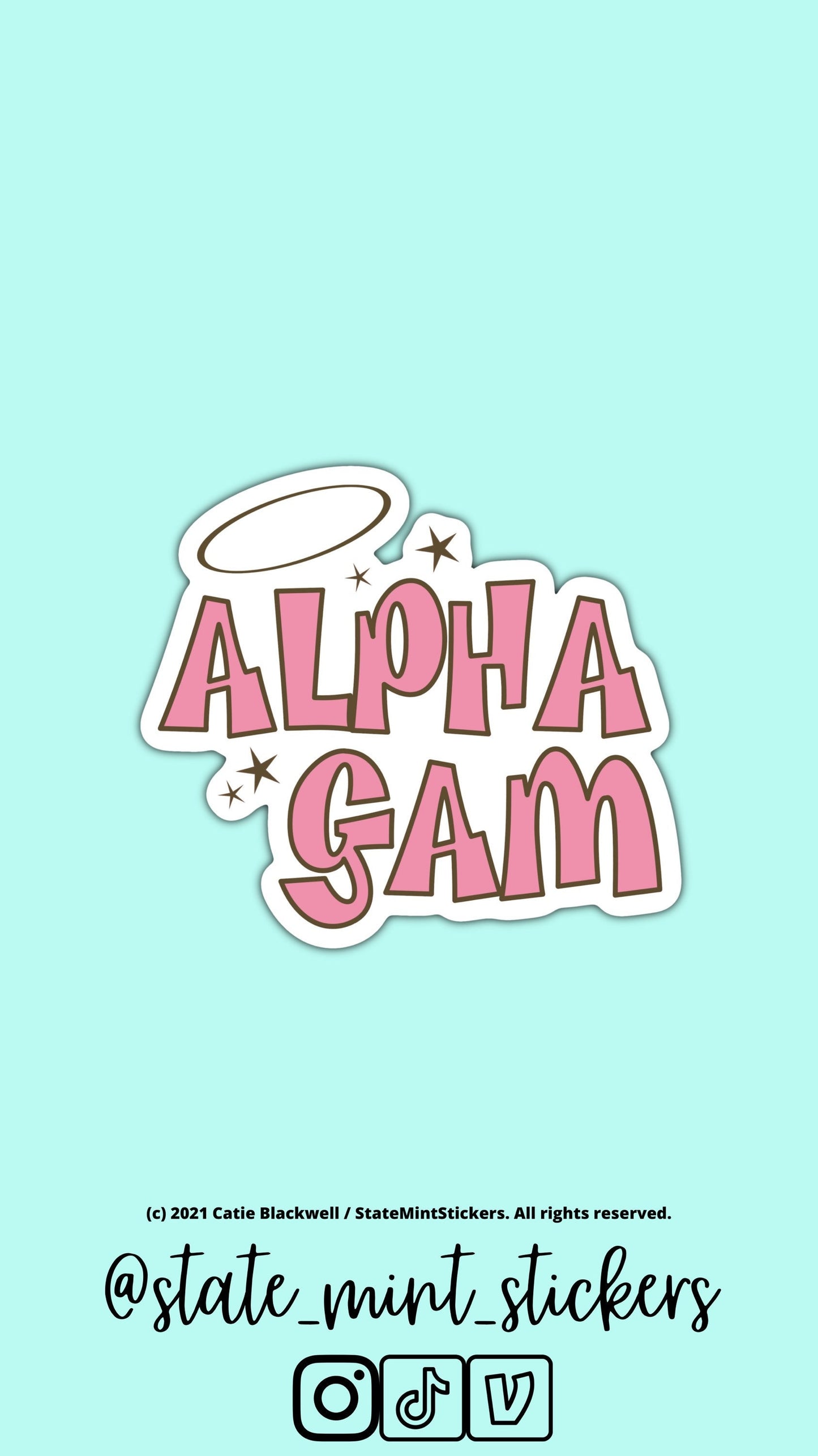 Alpha Gamma Delta Sorority Pink Halo Sticker  | 3.5”