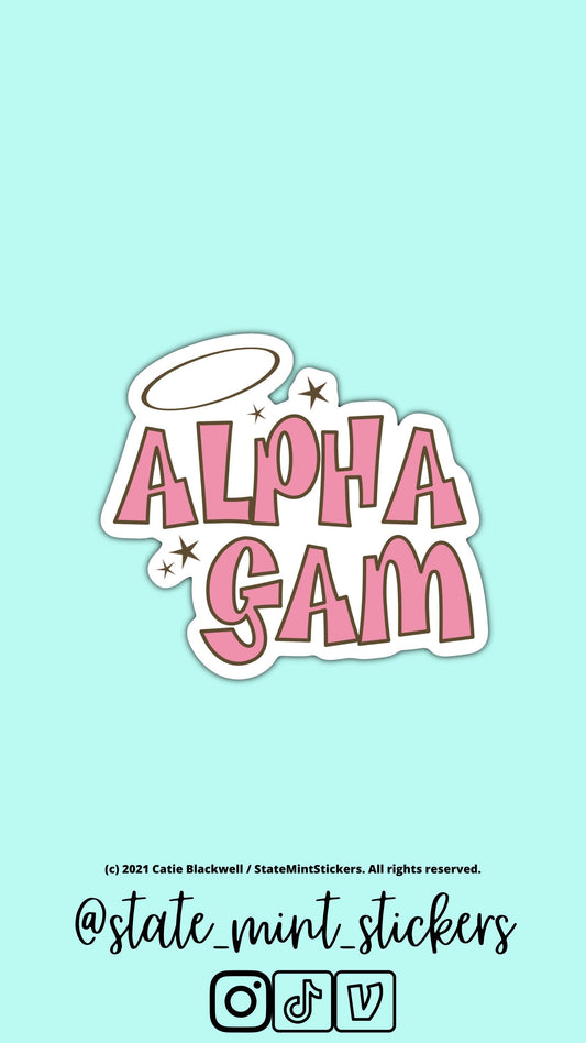 Alpha Gamma Delta Sorority Pink Halo Sticker  | 3.5”