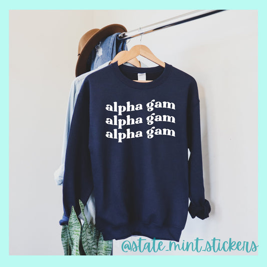 Alpha Gamma Delta Sweatshirt | Alpha Gamma Delta Sorority | Glidan Unisex Crewneck Sweatshirt | Greek Letters