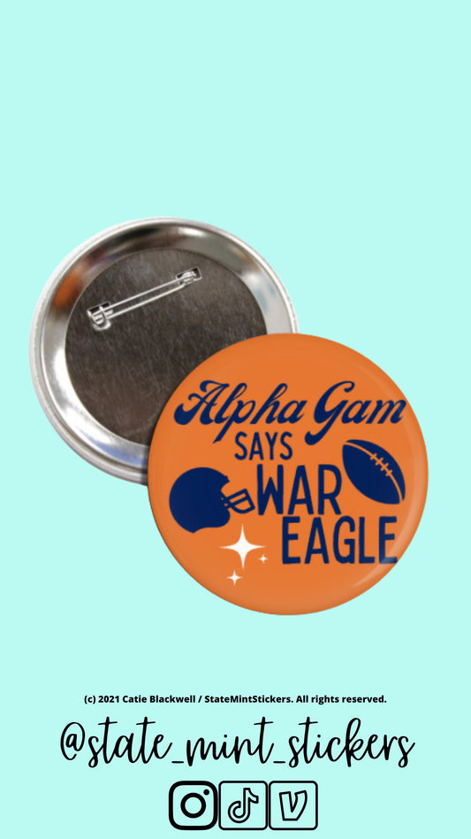 Alpha Gamma Delta Button | Sorority Gameday Football Pin Buttons