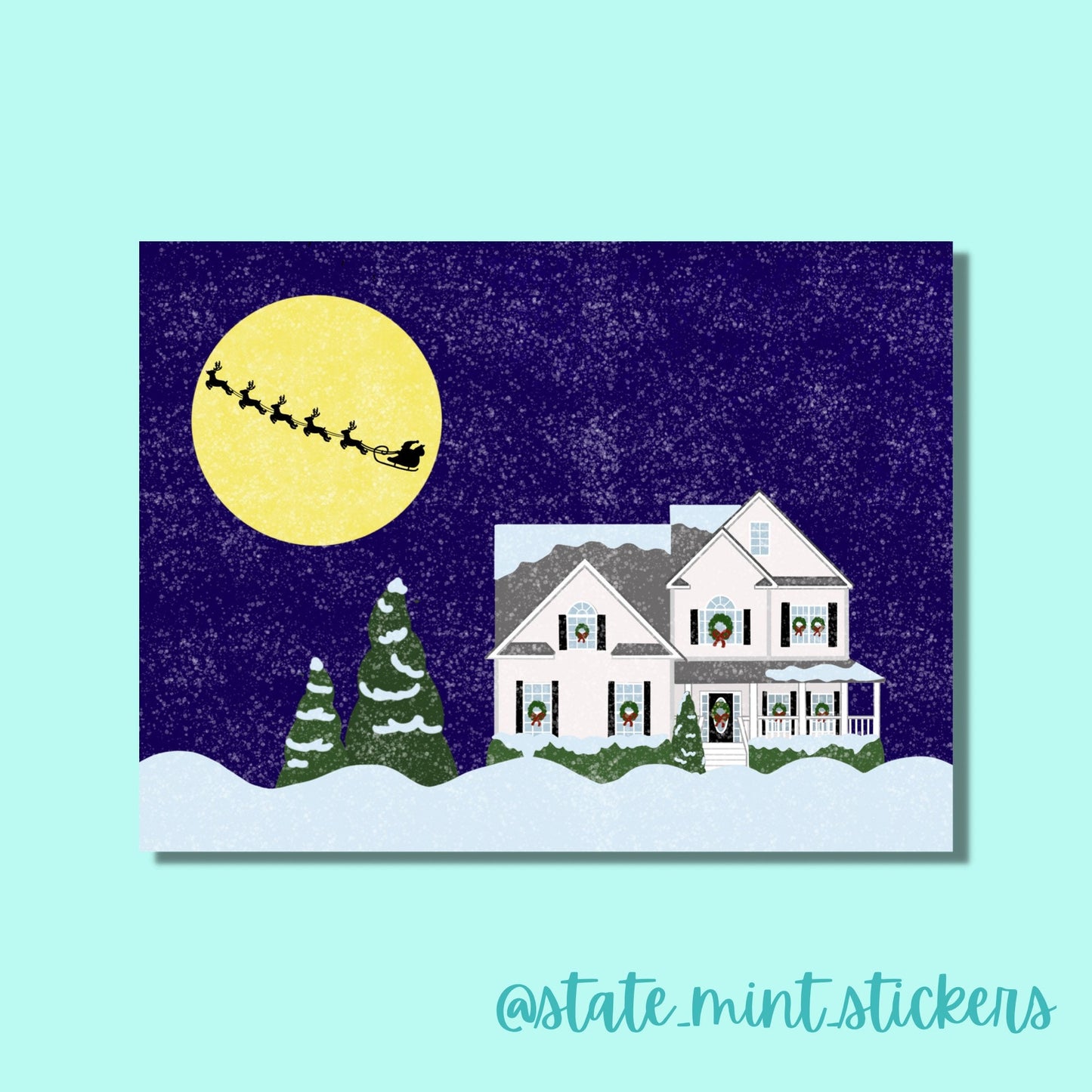 Custom Digital Christmas House Painting | 4x6 Print | 8x10 Print | Digital Portrait | Custom Christmas Art | Custom House Painting