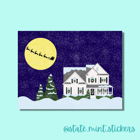 Custom Digital Christmas House Painting | 4x6 Print | 8x10 Print | Digital Portrait | Custom Christmas Art | Custom House Painting