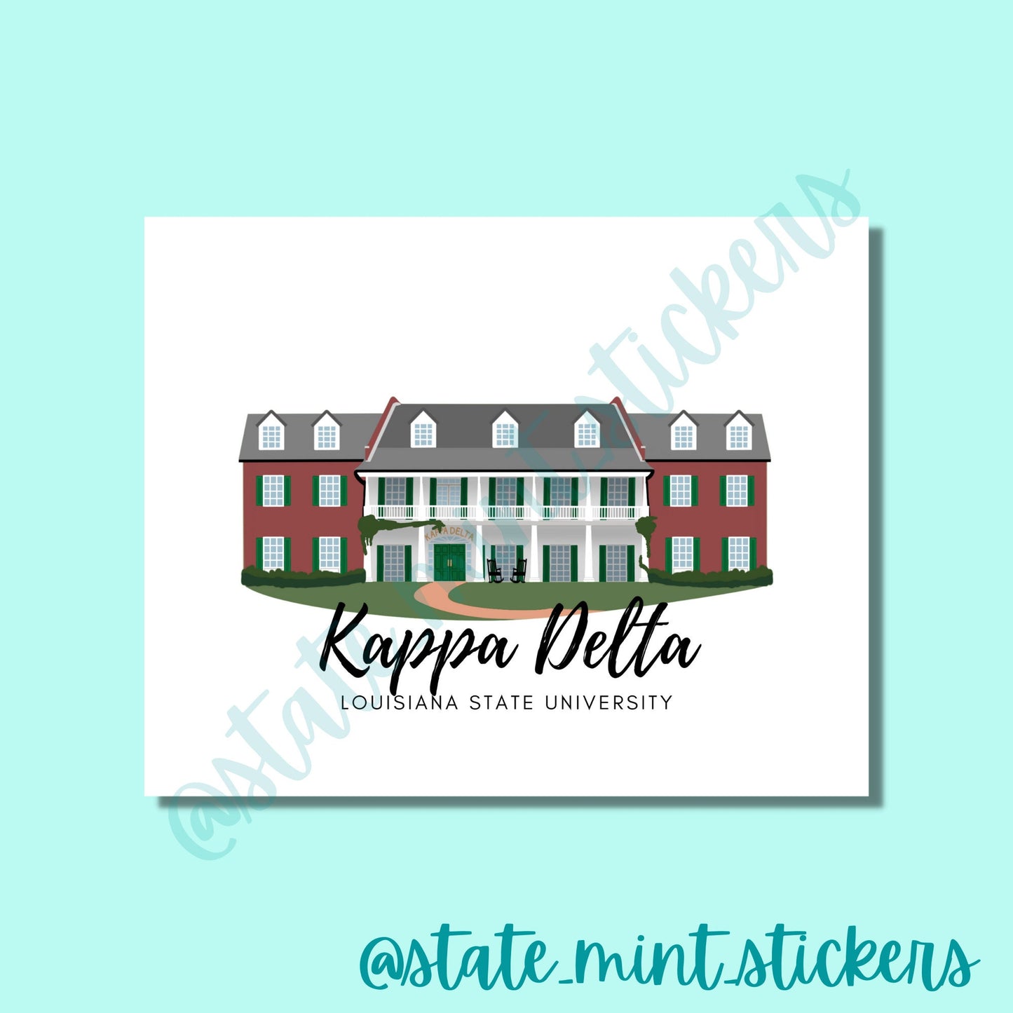 Kappa Delta Louisiana Sorority House Print | Sorority Art | Gallery Wall | Kappa Delta Print | KD LSU | Kappa Delta Sorority
