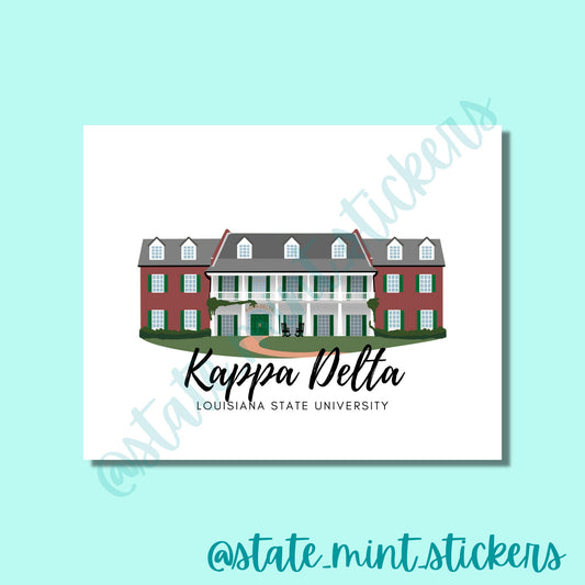 Kappa Delta Louisiana Sorority House Print | Sorority Art | Gallery Wall | Kappa Delta Print | KD LSU | Kappa Delta Sorority