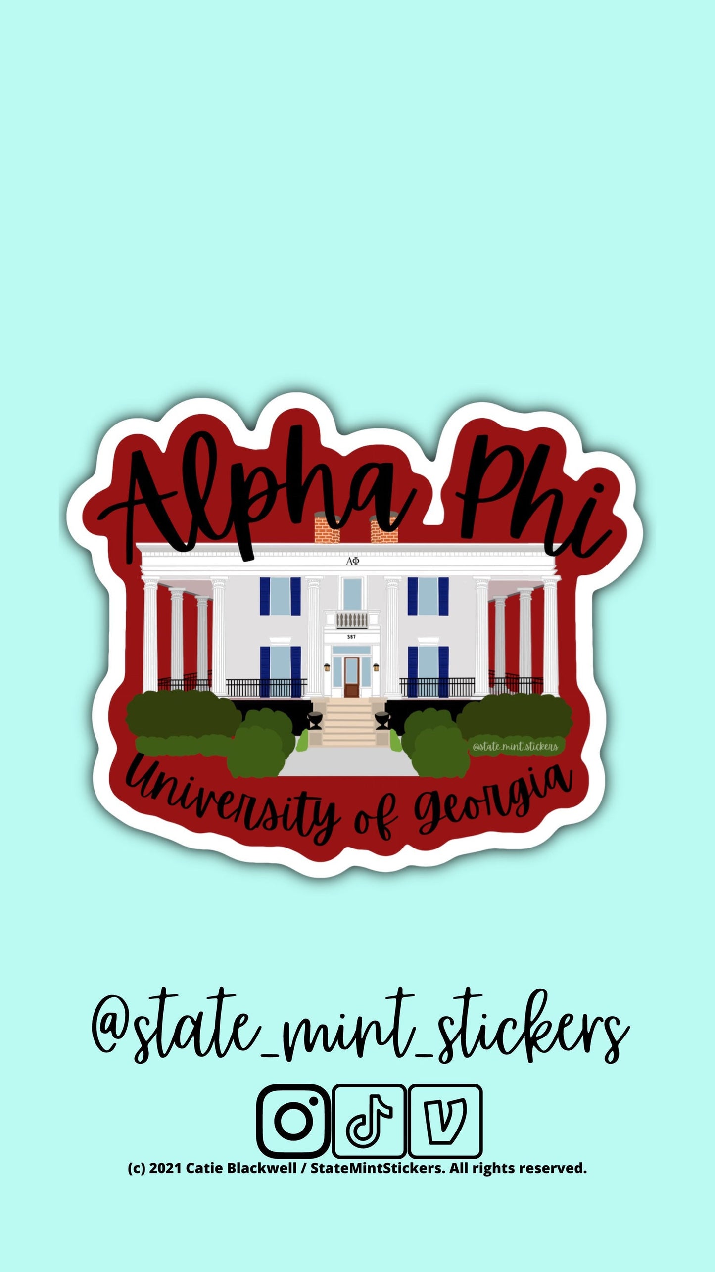 Alpha Phi UGA Sorority House Sorority Sticker | Alpha Phi Sorority Little | Bid Day Basket | Sorority House Sticker | Custom House Sticker