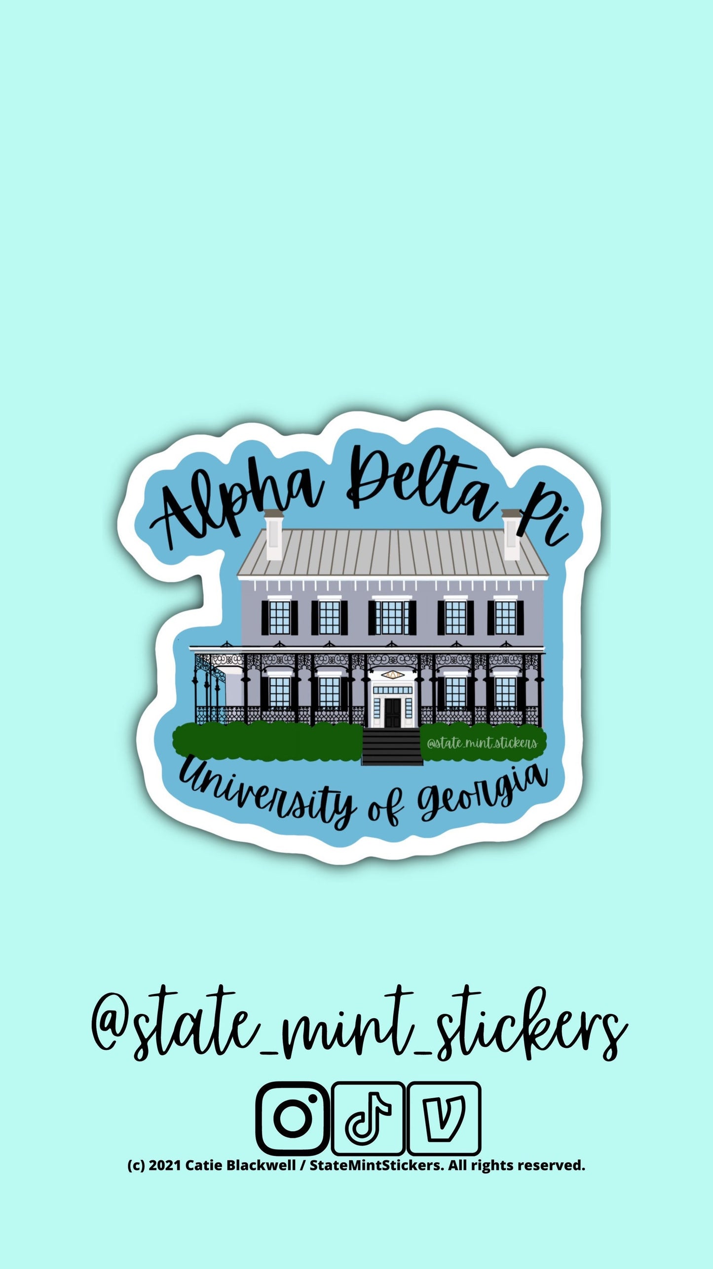 Alpha Delta Pi UGA Sorority House Sorority Sticker | ADPi Sorority Little | Bid Day Basket | Sorority House Sticker | Custom House Sticker
