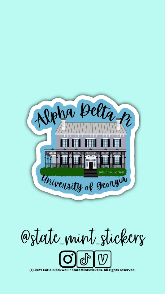 Alpha Delta Pi UGA Sorority House Sorority Sticker | ADPi Sorority Little | Bid Day Basket | Sorority House Sticker | Custom House Sticker