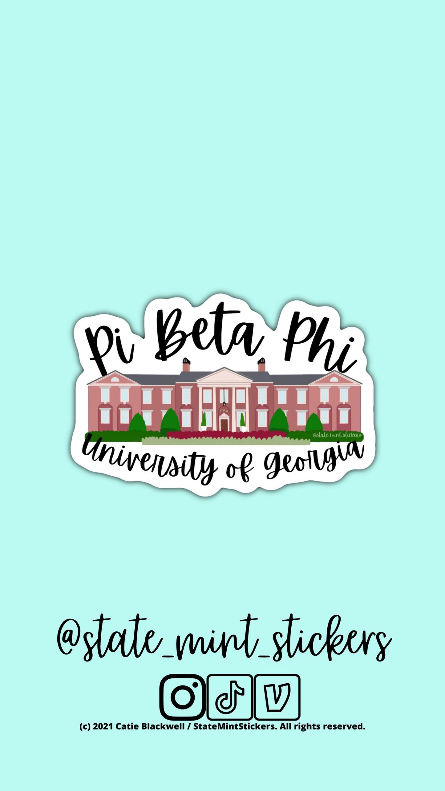 Pi Beta Phi UGA Sorority House Sorority Sticker | Pi Phi Sorority Little | Bid Day Basket | Sorority House Sticker | Custom House Sticker