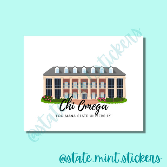 Chi Omega Louisiana Sorority House Print | Sorority Art | Gallery Wall | Chi Omega Print | Chi Omega LSU | Chi Omega Sorority