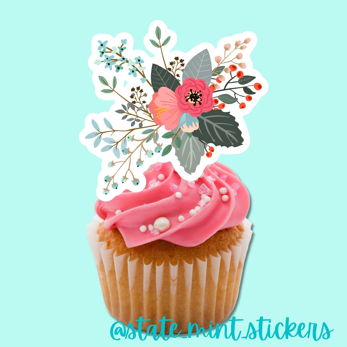 Set of 8 Floral Cupcake Toppers | Birthday Party | Engagement Party | Wedding Shower | Baby Shower