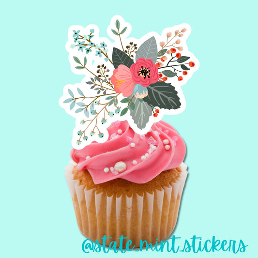 Set of 8 Floral Cupcake Toppers | Birthday Party | Engagement Party | Wedding Shower | Baby Shower