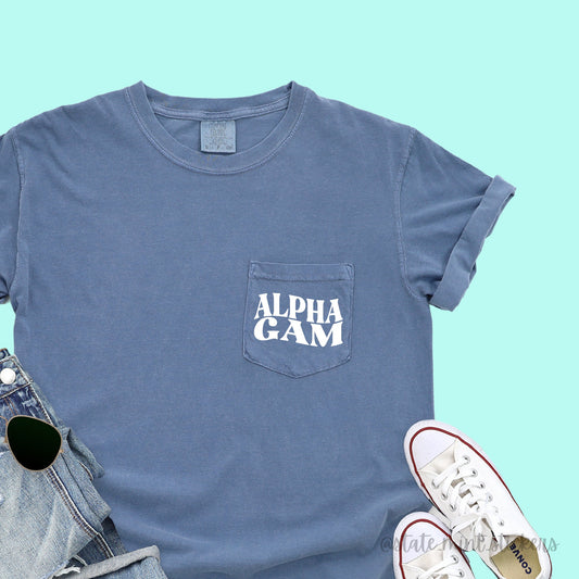 Alpha Gamma Delta Shirt | Alpha Gamma Delta Sorority | Comfort Colors Short Sleeve Pocket Tee