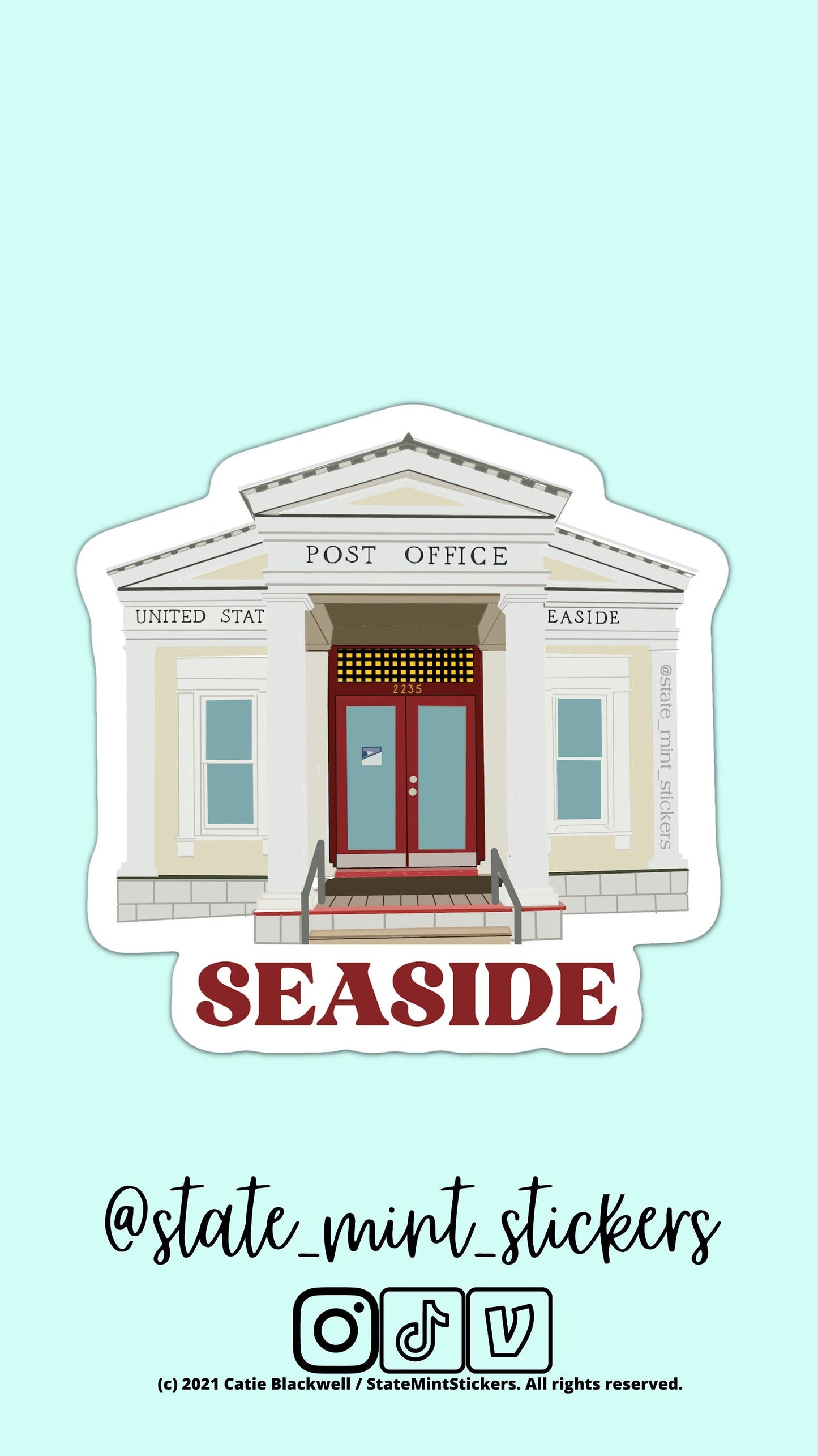 Seaside Florida Post Office Sticker | Seaside Sticker \ Seaside Florida \ Seaside Decal \ Custom Sticker