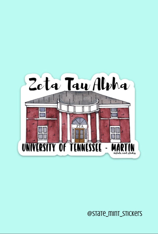 Zeta Tau Alpha Tennessee - Martin Sorority House Sticker | 3.5"
