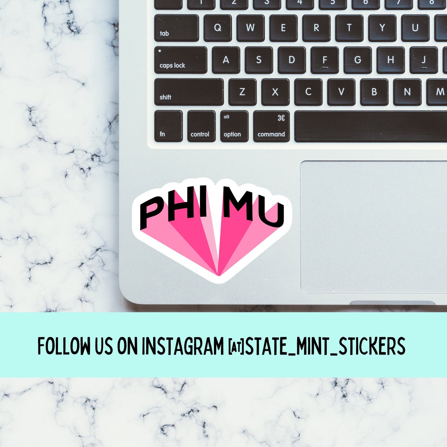 Phi Mu Sticker | Phi Mu Sorority Pink Sticker / Decal | 4” Wide  / Decal |  for Car, Laptop, Mug, Cup, Cooler, Planner