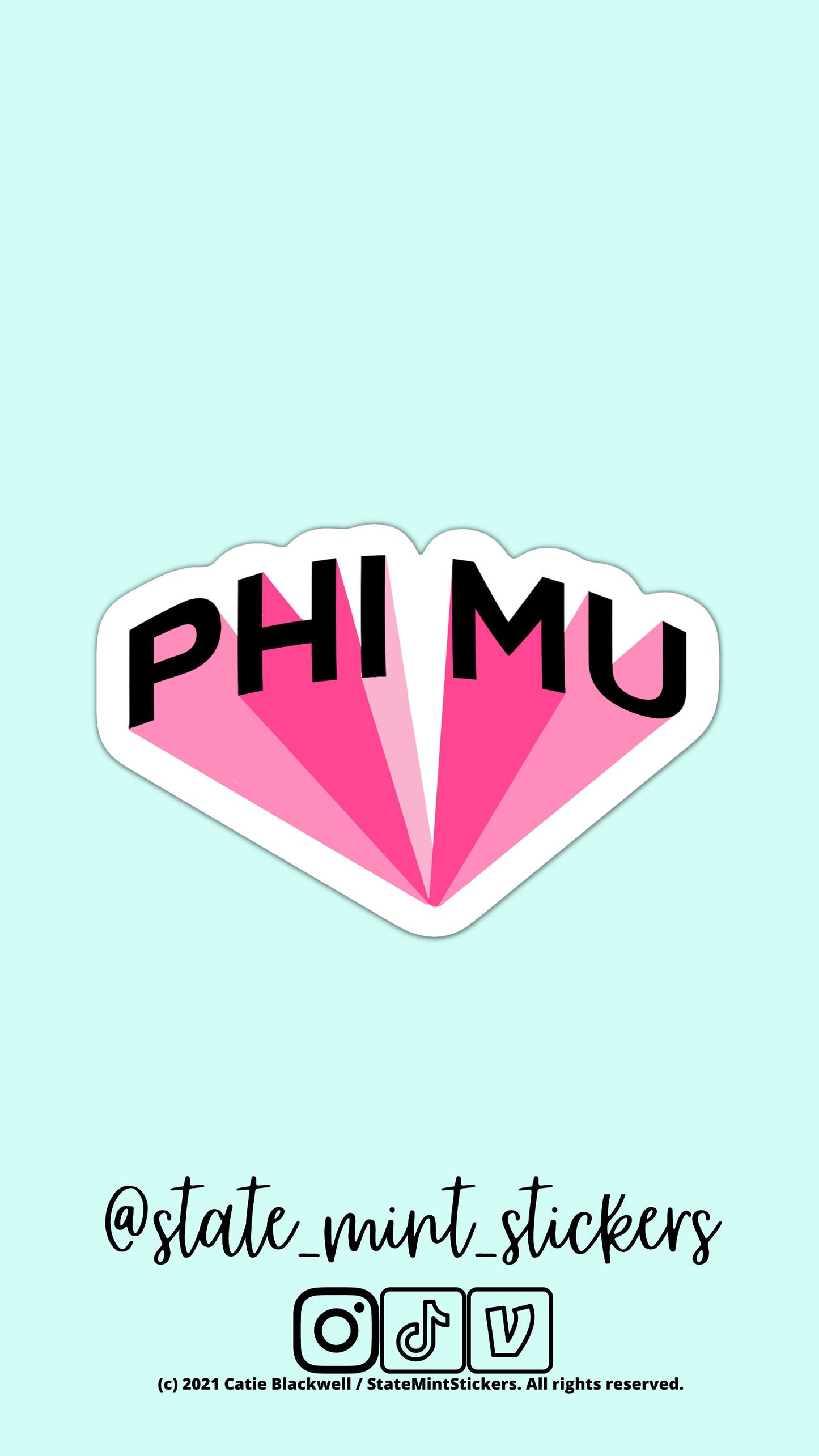 Phi Mu Sticker | Phi Mu Sorority Pink Sticker / Decal | 4” Wide  / Decal |  for Car, Laptop, Mug, Cup, Cooler, Planner
